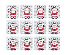 Healifty Portatovaglioli di Natale Stampa Babbo Natale per Tavolo Decorazioni Natalizie 12pcs (Argento)