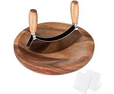 KIJUH Coltello Erbe Aromatiche,Coltello Mezzaluna Con Tagliere, Tradizionale A Coltello Doppia Lama Con Tagliere, Per Tritare O Tritare Fine