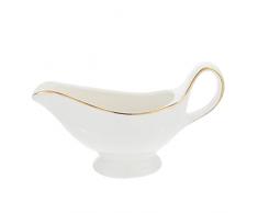 Cabilock Salsiera Con Manico Ergonomico Brocca Caffè Facile Da Versare In Ceramica Salsa Bianca Con Bordo Oro Brocca Lattea Per La Cucina