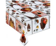 emmevi Tovaglia Antimacchia Cucina caffè Tazzina Cuore Cerata Plastificata Retro Felpato 12 Misure su Misura MOD.Favola 312 140x120cm