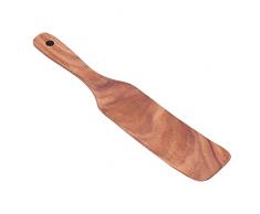 lesiega Spatola in Teak Spatola da Bistecca in Legno con Foro Per Appendere, Durevole E Resistente al Calore, Per Cottura in Cucina Pizza Insalata Frittura(9.3x2inch-Pala piccola)