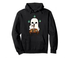 Carino Halloween Kawaii fantasma mangiare sushi con le bacchette Felpa con Cappuccio