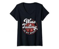 Donna Degustazione di vini My Sport | Bicchiere da vino rosso bianco | Amante del vino Maglietta con Collo a V