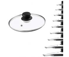 KADAX Coperchio refrattario per pentola e padella, ⌀ 14-30 cm, Coperchio Vetro, Coperchio con Manico, Coperchio con asola a vapore, Coperchio universale (20 cm)