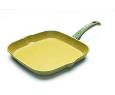 Olivilla OL8328N Bistecchiera antiaderente allOlio DOliva 100% Made in Italy, Alluminio, Verde Oliva, 28 x 28
