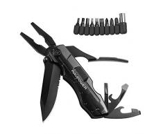 RAVPower IT RP-TL001 Coltello Tascabile Multifunzione 5-in-1 con Utensili in Acciaio Inossidabile Brunito, Pinza Multiuso (Fodero per la Cintura