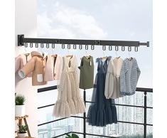 Jianyana Stendibiancheria multifunzionale girevole per vestiti, appendiabiti pieghevole in alluminio, appendiabiti da parete in acciaio inox pieghevole per riporlo facilmente (3 volte)