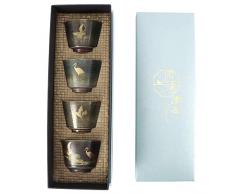 Tazza da Tè Giapponese, Set Tazze da Tè 4 Pezzi Set the Giapponese Tazza Giapponese Set di Tazze da Tè in Ceramica Regali Giapponesi Retrò Stile Cinese Kung Fu Tazza da Tè Set Regalo