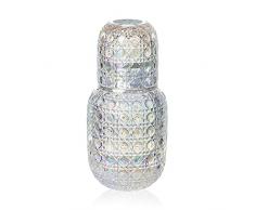 Creahappy Comodino notturno Caraffa con bicchiere, caraffa da comodino retrò Comodino in vetro trasparente Caraffa acqua Set brocca e tazza di vetro cristallo Comodino notte Caraffa uso in cucina