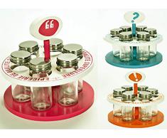 Idea cucina: stand distributore per spezie portaspezie con 6 contenitori in vetro; d20 h16 in tre colori (verificare disponibilità)
