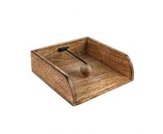 BHAVATU - Portatovaglioli rustici in legno, per tavoli da cucina, piani da lavoro, interni ed esterni, picnic, ristoranti, bar, decorazione per la casa vintage, 20,32 x 20,32 x 7,11 cm