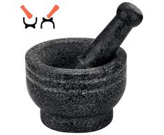 Tera Mortaio con Pestello Doppio Lato 2 in 1 Mortaio e Pestello in Granite Non Lucidato Sicuro per Alimenti Come Erbe Spezie Chicchi di caffè Foglie di The e Guacamole
