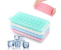 4 Pezzi Stampo Ghiaccio Silicone,Stampo Cubetti di Ghiaccio con Coperchio,Ghiaccio Stampo Silicone Formine Cubi Ghiaccio Silicone 100% Senza per Salvaspazio e Impilabile per DIY Alimenti per Bambini