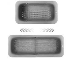 Colino Lavello Cucina Estensibile (34-47cm), Techextra Cestello lavandino Cucina, Colino Salvaspazio, Cestello Scolapiatti per Lavello Cucina Filtrante, Scola Pasta Cotta, Lava Verdure, Frutta