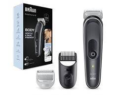 Braun Body Groomer 5 Rasoio Elettrico Corpo Uomo, Depilazione Uomo, Accessori Inclusi, Lama in Metallo, Ideale per Aree Sensibili, Gambe, Petto e Ascelle, Idea Regalo, BG5350 Grigio e Bianco