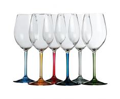 Marine Business Party – Bicchieri da vino/acqua, 6 pezzi, policarbonato, trasparente, con base di colori