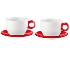 Guzzini Set 2 Tazze Colazione Tazzoni Con Piattino Gocce Rosso