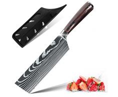 Zeng Set di Coltelli da Chef Pezzi, Coltelli da Cucina Tedeschi Affilati Professionali in Acciaio Inossidabile con Manici Ergonomici in Pakkawood (18cm Coltello Nakiri)