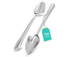 Set di 12 Cucchiani da Espresso in Acciaio Inox - Spessi - Lavabili in lavastoviglie - Mini Cucchiai da Caffè