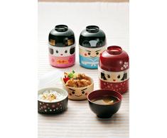 JoliBento - Curstodia porta-pranzo in plastica ABS senza BPA "Kokeshi Yumi", colore: argento