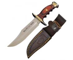 Muela Coltello da caccia BW-18 con lama in acciaio inox MoVa da 18 cm e manico in corallo per caccia, pesca, sopravvivenza e Bushcraft + portabottiglie in omaggio