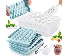 FAMKEEP Ghiaccio Stampo,6 Pezzi Stampo Cubetti di Ghiaccio con Coperchio,99 Cubetti Forme Ghiaccio,Mini Palline di Ghiaccio per Cubetti di Ghiaccio Whisky, Tè e Caffè (Blu)