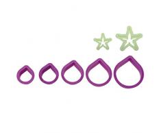 Decora Confezione Tagliapasta Petali e Sepalo di Rosa, Plastica, Viola, 7 Pezzi