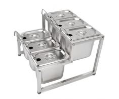 Porta Condimenti in Acciaio Inossidabile, Porta Marmellata Ad Angolo Rotondo, Facile da Pulire (Tipo 6 6x1.6L Pot)