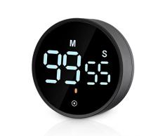 Birshe Timer da Cucina Digital Timer con Display LCD Timer da Cucina con Magnete Timer da Cucina Digitale Visibile per Cottura Classe Studio Allenarsi Magnetico Countdown Contaminuti Kitchen (Nero)