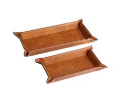 Navaris Set 2X Vassoi Svuotatasche in Similpelle Marrone - Centrotavola Portaoggetti Svuota Tasche in Pelle Sintetica - Moderno Vassoio Portachiavi Ingresso