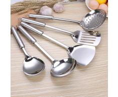 HZH 5 pz In Acciaio Inox Utensili Da Cucina Set Spatola Cucchiaio Frittura Pala Colander Noodle Spaghetti Cucchiaio Da Cucina Strumenti di Cottura