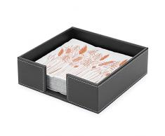 BTSKY Portatovaglioli quadrati in pelle PU – Tovaglioli da cocktail, portatovaglioli per tavolo da pranzo, cucina, ristorante, hotel, ricevimento e feste, organizer in pelle PU, nero