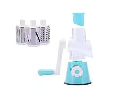 Tagliaverdure 3 in 1, grattugia per alimenti multiuso, grattugia per verdure, tagliaverdure, tagliaverdure, manuale, con grande apertura, per la cucina di casa, blu