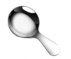 Cucchiaio da dessert con manico corto, mini cucchiai di sale in acciaio inossidabile dorato, cucchiaino da tè, caffè, condimento, cucchiaino per dessert, tè, caffè, torta, zucchero (argento)