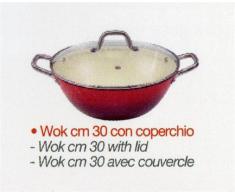 TOGNANA ZEUS WOK GHISA FUSA VETRIFICATA 30 CM COPERCHIO TEMPERATO GAS INDUZIONE ECC