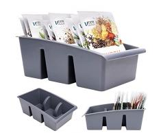 Vilde Organizer da cucina, contenitore per spezie, zuppe per sacchetti, con 3 scomparti, colore grigio, 25 x 15 x 9 cm, prodotto in UE