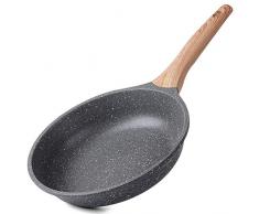 ZUOFENG Padella Antiaderente Induzione 28 cm, Pentola Tegame Antiaderenti in Pietra, Pancake Padelle Non Contiene PFOA.(Grigio, 28cm)