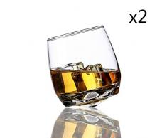 Uyuhvbj - Bicchiere rotante per whisky, vodka, brandy, whisky, whisky, bicchiere rotante, 2 pezzi., 270ml