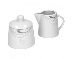 Van Well Porto Fino 2 pezzi set Zuccheriera con coperchio, diametro 95 mm + LATTIERA, 220 ML, Ranke parete Uso del marchio in porcellana