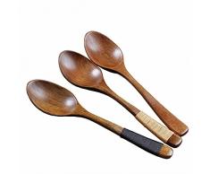 MoonyLI - Cucchiaio in legno naturale da 7,2, con manico lungo, ecologico, antiaderente, 3 pezzi