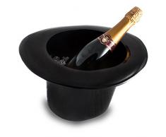 Top Hat - Secchiello per il ghiaccio stile Vintage, colore: nero, cilindro in acrilico, per vino e Champagne