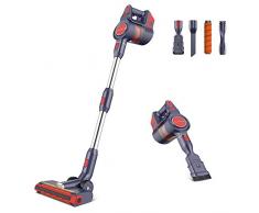 JASHEN D18 Aspirapolvere senza fili e senza sacco, Scopa elettrica leggera 250W, 30 min di autonomia, 3 Modalità, Ricaricabile stazione, per pavimenti, tappeti, peli di animali, mobili e in auto