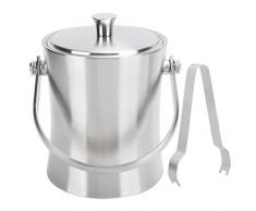 Secchiello per il ghiaccio, secchio a doppia parete Secchiello per vino Capacità 1 litro per conservare i cubetti di ghiaccio per bar, hotel e ristoranti per prevenire la condensa esterna