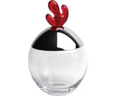 Alessi JL03 PO Big Ovo Biscottiera, San/Acciaio/Vetro Cristallino, Pomegranate, Inossidabile, Rosso