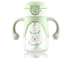280ml Transition Cup Bicchiere Antigoccia per Bambini,Una Tazza 6+Mesi per Imparare a Bere,Tazza Starter Cup con Manici Antiscivolo e Beccuccio,prova di perdite-Impugnatura facile-Privo di BPA-Verde