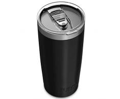 JURO - Bicchiere termico da viaggio in acciaio inox, con coperchio e cannuccia, capacità di 591 ml, a doppia parete, per acqua caffè, casa, ufficio, allaperto, ideale bevande ghiacciate calde, nero