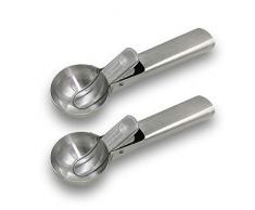 SourceTon - Cucchiaio per gelato in acciaio INOX, 2 confezioni di cucchiaio per gelato in acciaio INOX con innesco facile, per frutta e melone