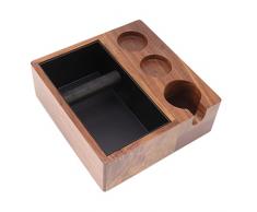 Contenitore per caffè, Facile da Pulire, Ergonomico, Liscio, Al Tatto, Noce, 3 Fori di Stoccaggio, Portamarmellata per caffè per la Casa (Per manico da 51 mm 54 mm)