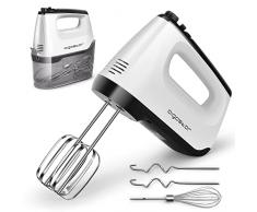 Aigostar Pudding - Frusta Elettrica, Sbattitore Elettrico 6 velocità, Miscelazione Silenziosa, 400W. Dotato di 2 fruste, 2 ganci per impastare, frusta e contenitore, lavabili in lavastoviglie.