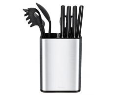 Ceppo Coltelli Universale, 2 in1 staccabile Porta Coltelli Cucina, Portacoltelli in acciaio inossidabile Nero con Slot per Forbici - Portautensili